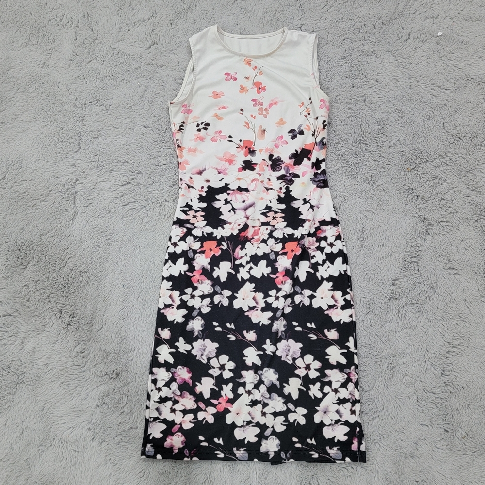 White floral fitted dress